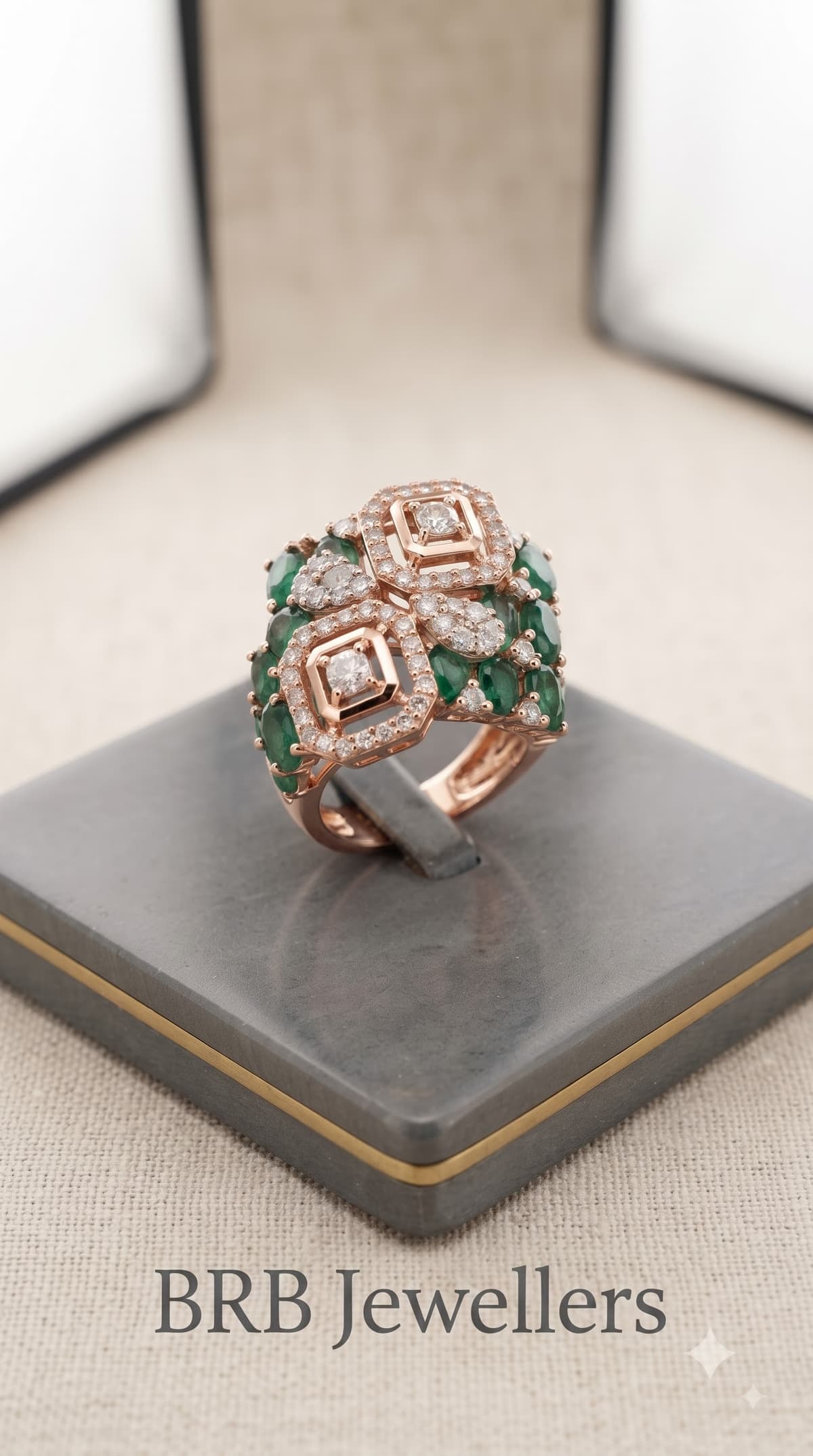 Rose Gold Emerald Ring — Side View